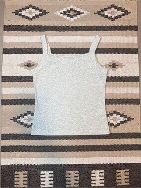 American Eagle Outfitters Light Gray Ribbed Square-Neck Camisole